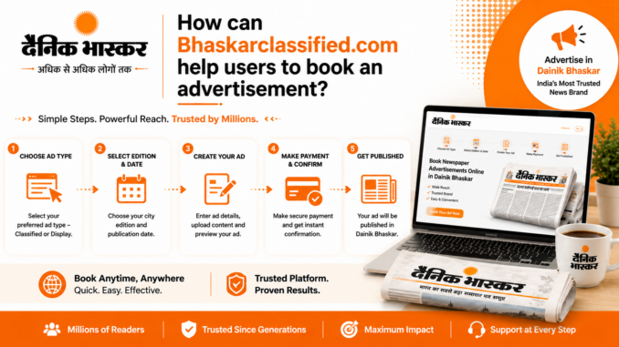How can Bhaskarclassified.com help users to book an advertisement